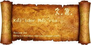 Káldor Mária névjegykártya
