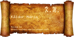 Káldor Mária névjegykártya