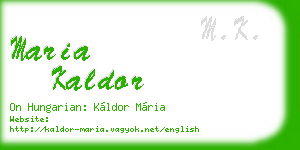 maria kaldor business card